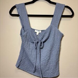 Y2K See You Monday Slate Blue Textured Blouse